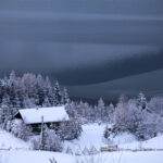 a house in a snowy landscape