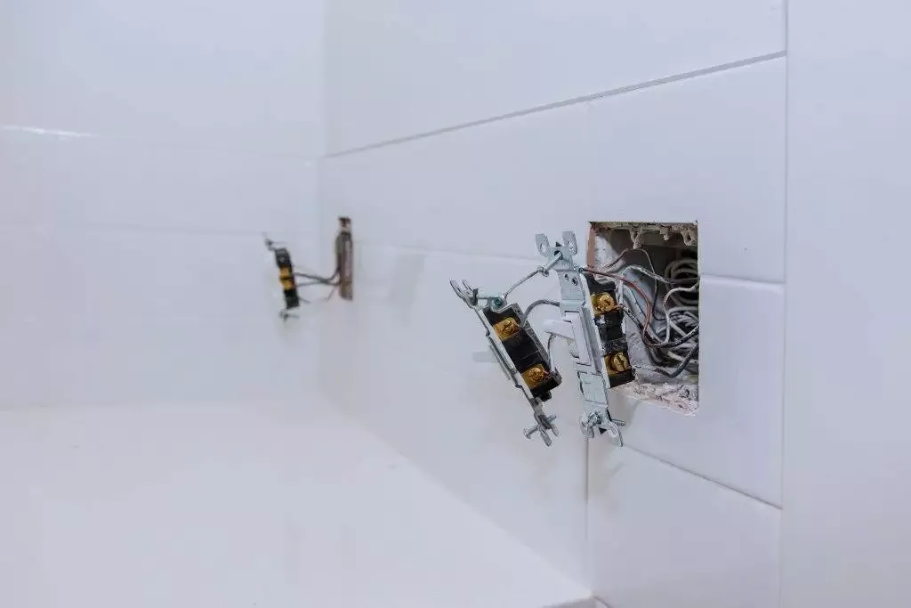 a wall with wires and wires